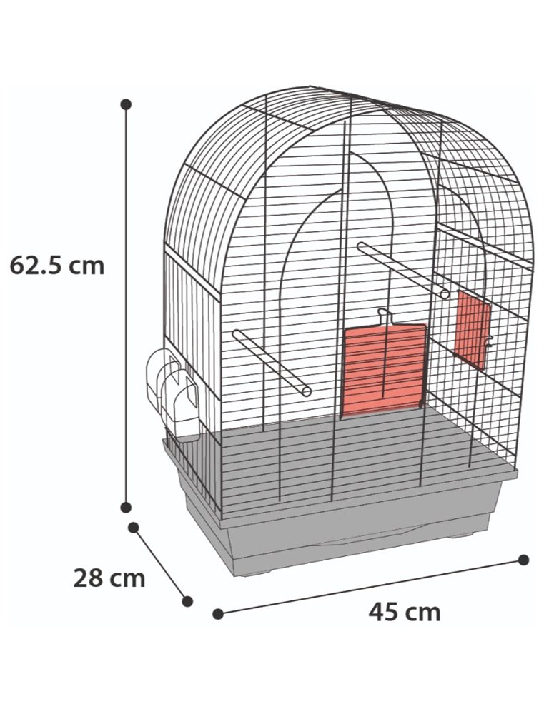 Parkietenkooi klara 2 wit 45x28x62,5cm
