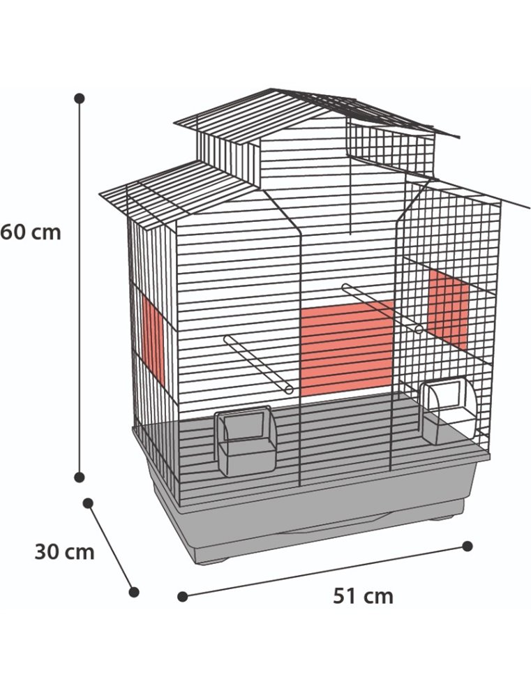 Parkietenkooi numfor 1 wit 51x30x60 cm