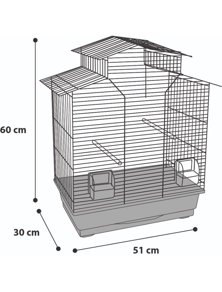 Parkietenkooi numfor 1 koper 51x30x60cm