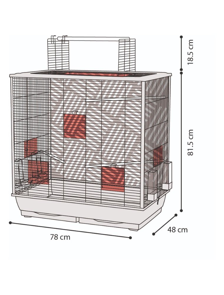 Parkietenkooi siri koper 78x48x81,5/100cm
