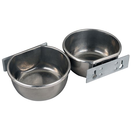 Rvs voer-/drinkbakje, 600ml. rvs/nylon