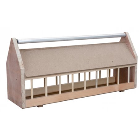 Duiveneetbak hout + rol in metaal