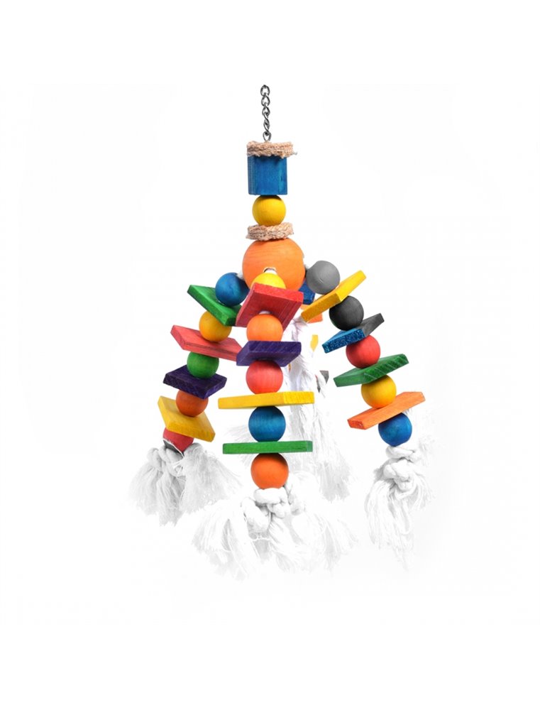 Bird Toy with Colourful Cubes and Rope