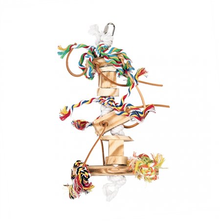 Houten hanger met leder en touw