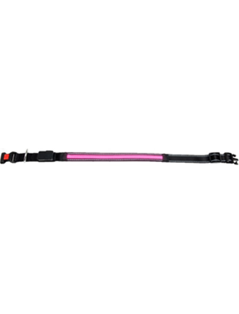 Led halsband roze+usb oplader 48cm