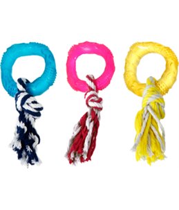 Tpr ring met touw 8cm assortiment