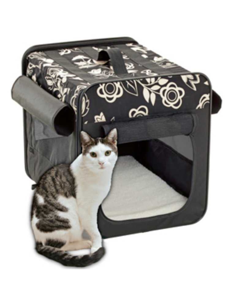 Draagtas zacht zw. bloem 46x41x36cm