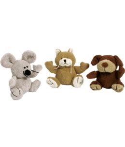 Pluche hond kat muis 12cm ass