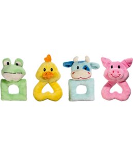 Pluche ringen pastel dier 14cm ass