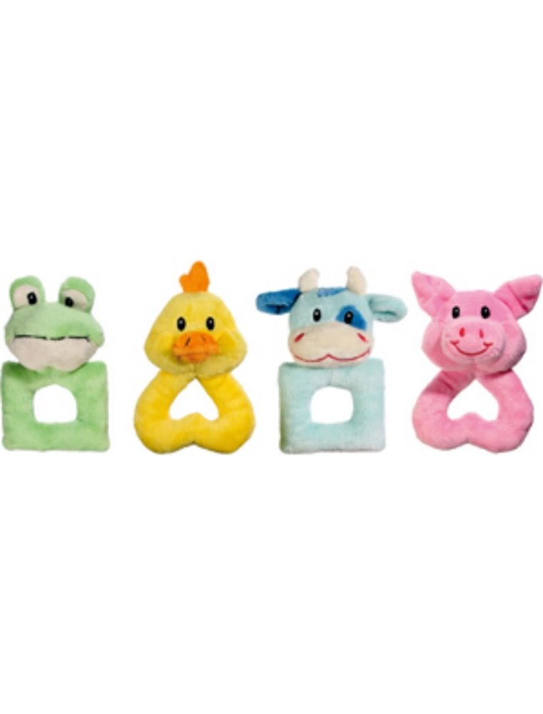 Pluche ringen pastel dier 14cm ass