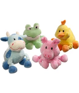 Pluche zittend pastel dier 16cmass