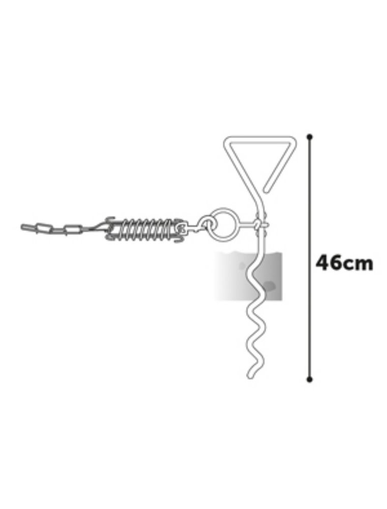 Grondpin 46 cm met aanleglijn 7,5 m