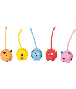 Latex lange staart 16cm ass display ass. 5 verschillende speelgoedjes