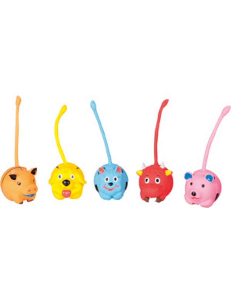 Latex lange staart 16cm ass display ass. 5 verschillende speelgoedjes